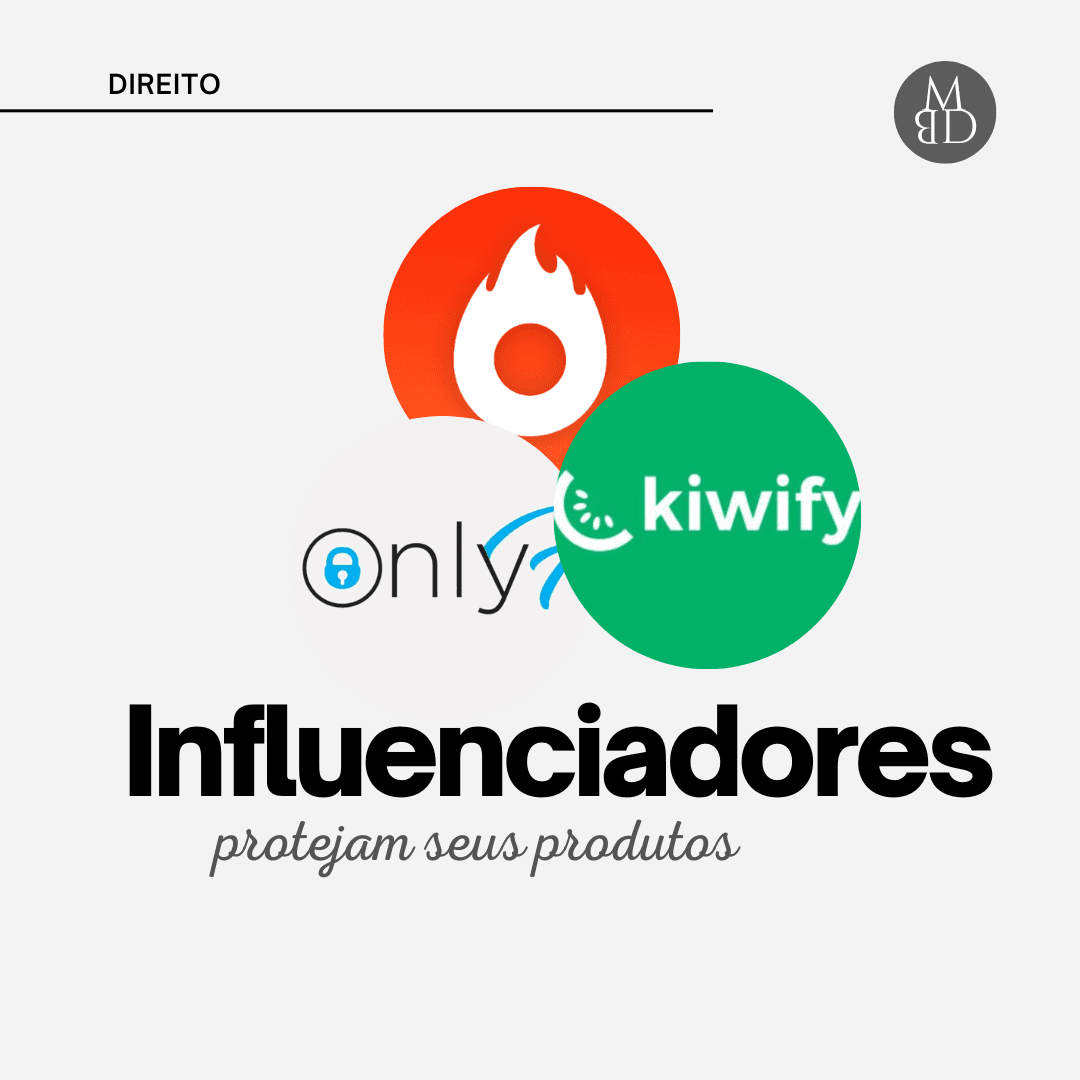 Arte sobre influenciadores e proteção de produtos.