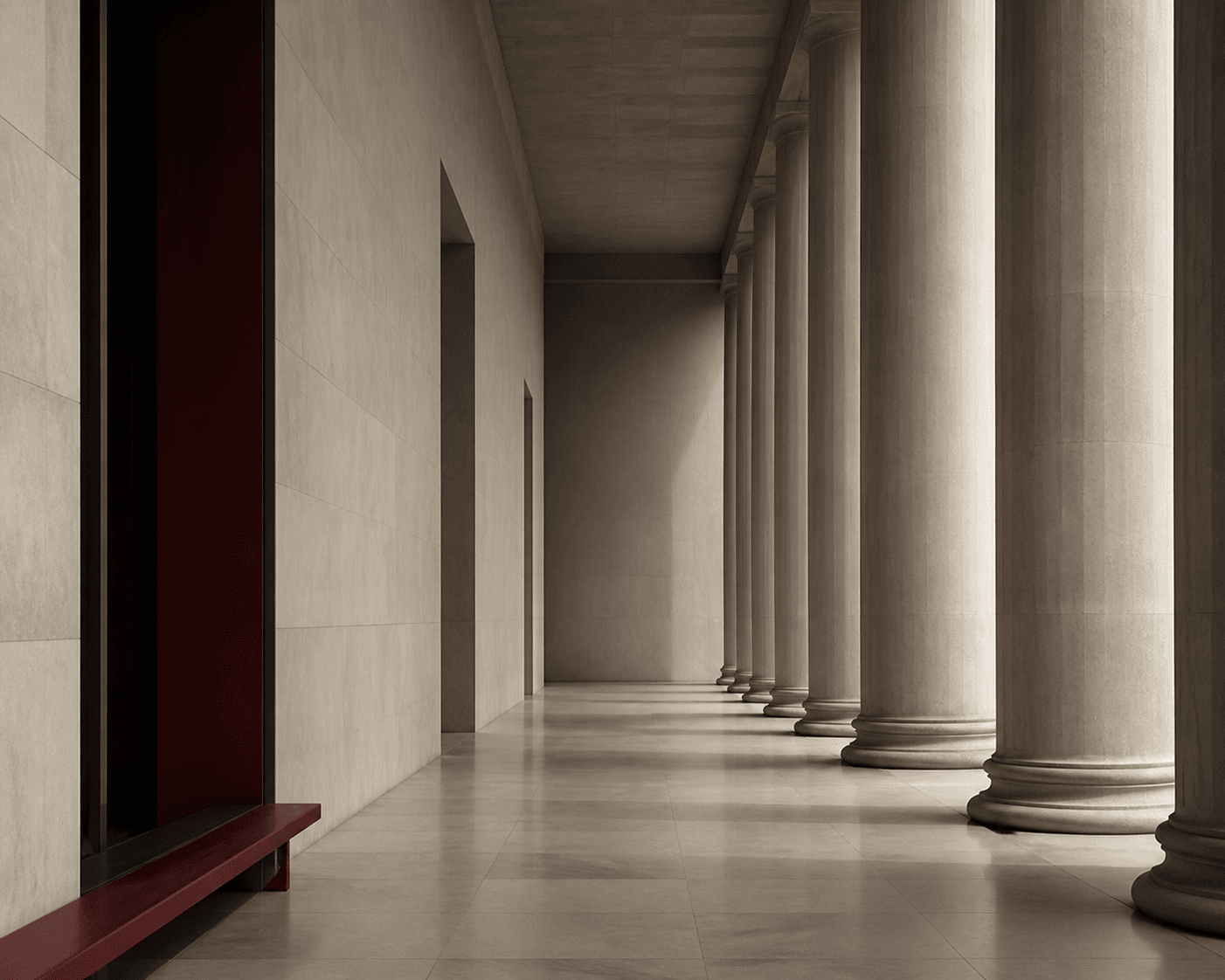 Composição editorial de arquitetura institucional ligada ao Direito