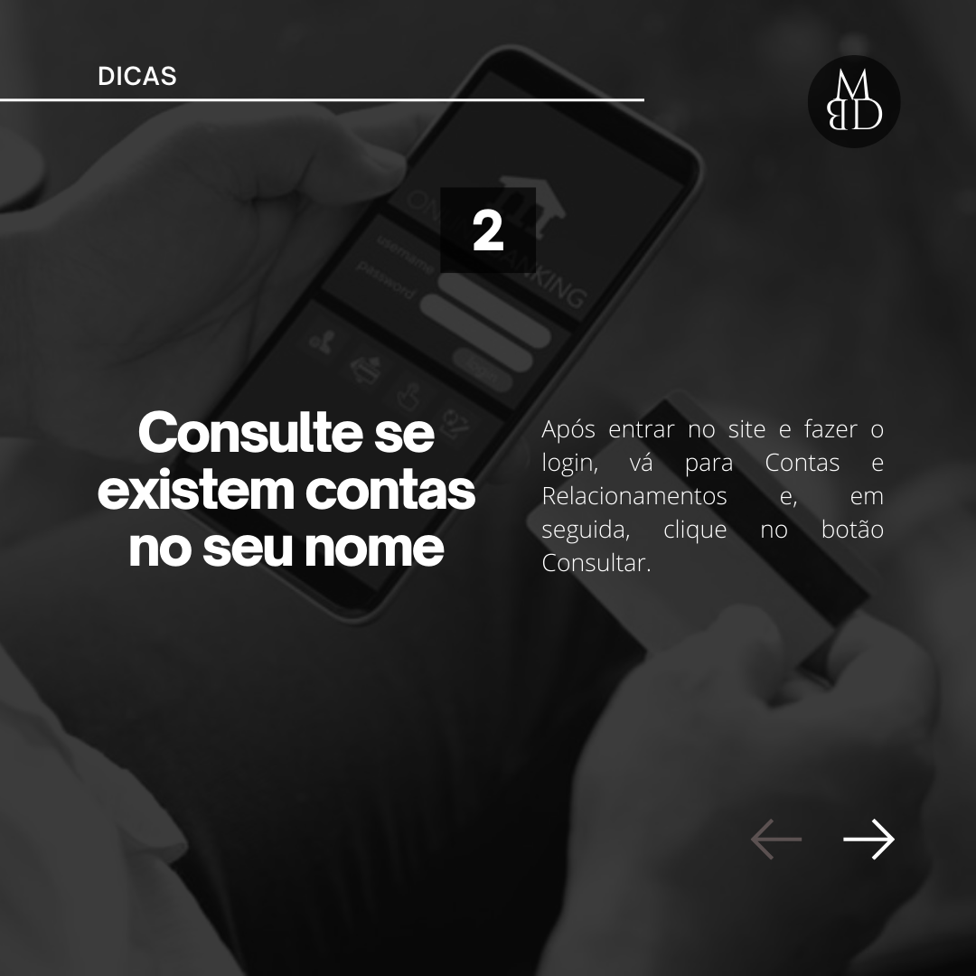 Registrato: contas em seu nome — lâmina 3 de 7.