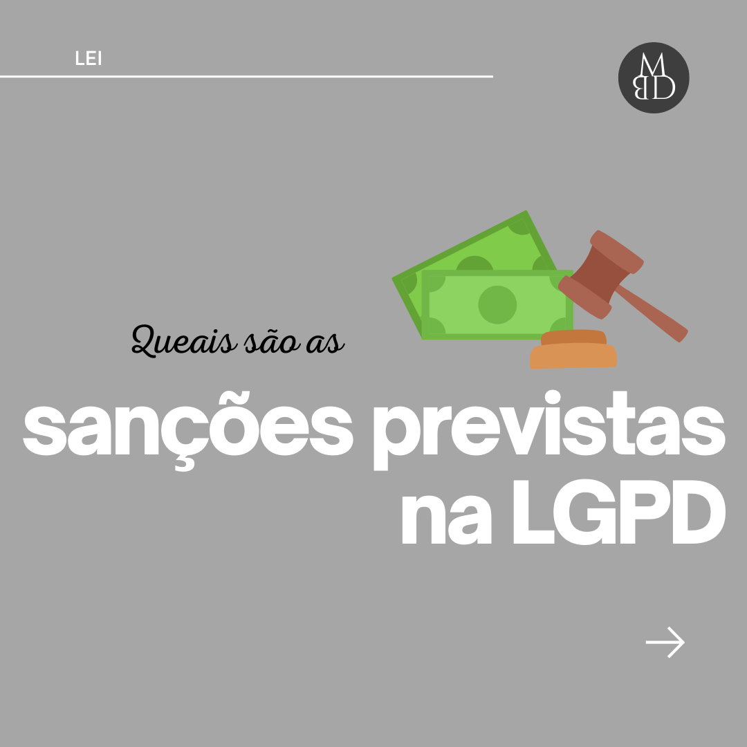 Sanções previstas na LGPD — lâmina 1 de 4.