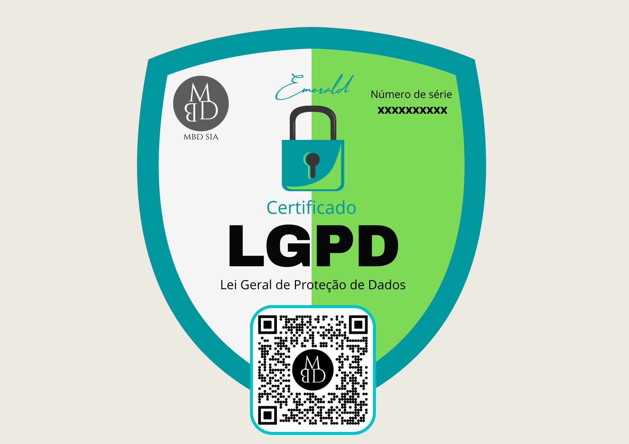 Selo Emerald de certificação LGPD da MBD SIA